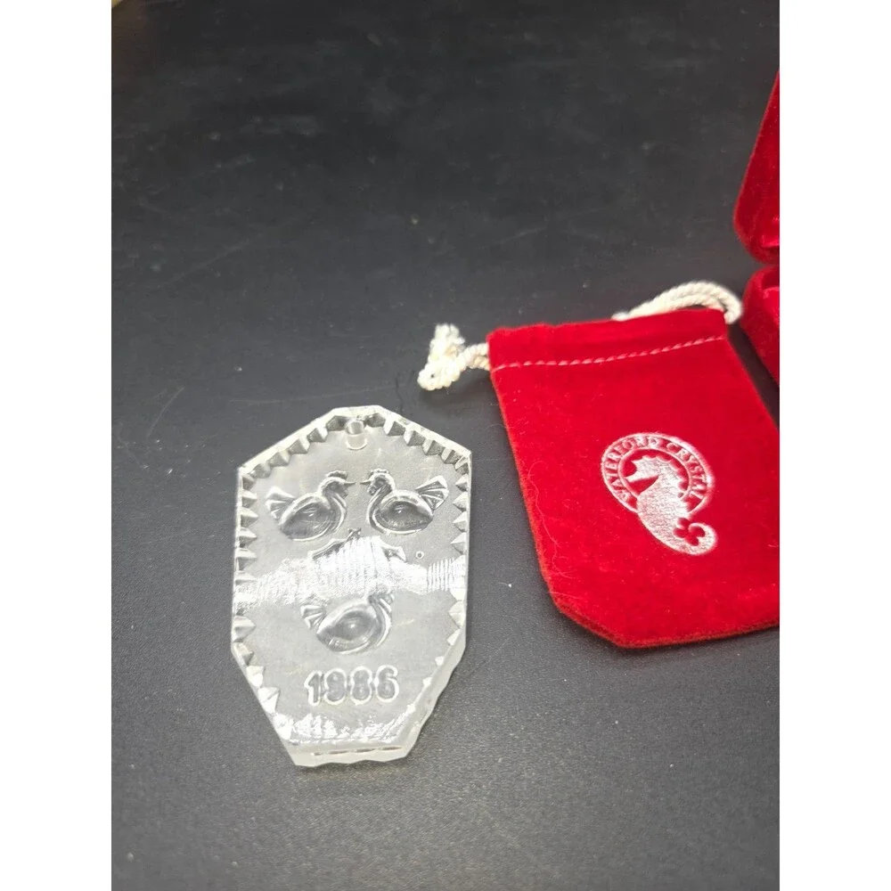 Waterford Crystal 1986 Three French Hens 12 Days Of Christmas Ornament w Box
